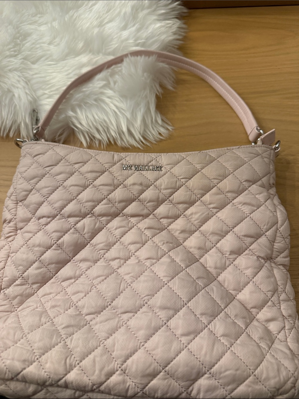 MZ Wallace Quilted Shoulder Bag in Light Blush Pink - Picture 9 of 11